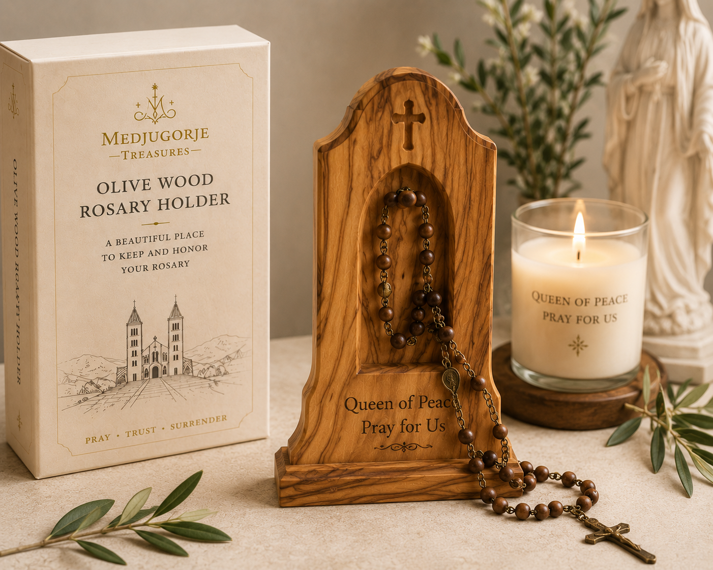 Olive Wood Rosary Holder