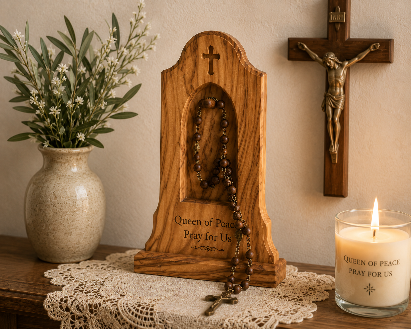 Olive Wood Rosary Holder - Image 4